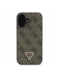 Guess iPhone 16 Plus Hülle Case 4G Triangle Strass Braun