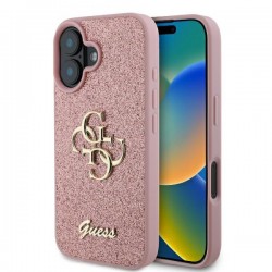 Guess iPhone 16 Hülle Case Glitter Fixed Big 4G Rosa Pink