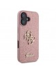 Guess iPhone 16 Hülle Case Glitter Fixed Big 4G Rosa Pink