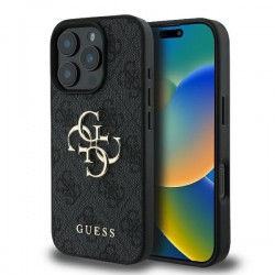 Guess iPhone 16 Pro Max Hülle Case Big 4G Metal Logo Schwarz