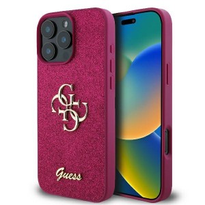 Guess iPhone 16 Pro Max Hülle Case Glitter Fixed Big 4G Rot