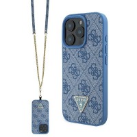 Guess iPhone 16 Pro Max Hülle Case Strass Crossbody Kristallen Blau