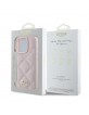 Guess iPhone 16 Pro Max Hülle Case Quilted Leather Rosa Pink