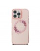 Guess iPhone 16 Pro Case MagSafe Ring Flowers Pink