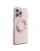 Guess iPhone 16 Pro Hülle Case MagSafe Ring Blumen Rosa Pink