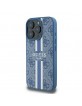 Guess iPhone 16 Pro Hülle Case MagSafe 4G Stripes Blau