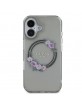 Guess iPhone 16 Case MagSafe Ring Flowers Black