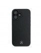 Mercedes iPhone 16 Case Genuine Leather MagSafe Textured Black