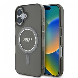 Guess iPhone 16 Case MagSafe IML Glitter Circle Black