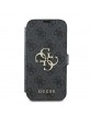 Guess iPhone 16 Book Case Cover 4G Metal Logo Black