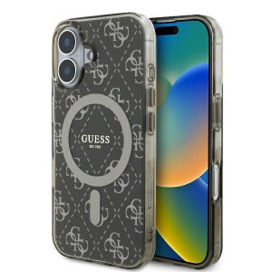 Guess iPhone 16 Plus Hülle Case MagSafe 4G Background Braun