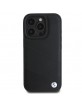 BMW iPhone 16 Pro Case Cover Genuine Leather Crossing Signature Black