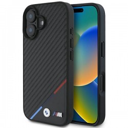 BMW iPhone 16 Plus Hülle Case Magsafe Tricolor M Carbon Schwarz