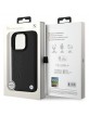 BMW iPhone 16 Pro Case Genuine Leather Signature Hot Stamp Black