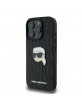 Karl Lagerfeld iPhone 16 Pro Hülle Case Karl Kopf Metall Pin Schwarz