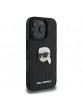 Karl Lagerfeld iPhone 16 Pro Hülle Case Karl Kopf Metall Pin Schwarz