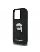 Karl Lagerfeld iPhone 16 Pro Hülle Case Karl Kopf Metall Pin Schwarz