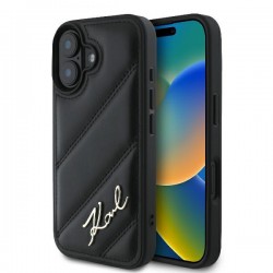 Karl Lagerfeld iPhone 16 Plus Hülle Case Quilted Signature Schwarz