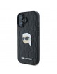 Karl Lagerfeld iPhone 16 Hülle Case Karl Kopf Metall Pin Schwarz