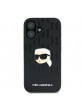 Karl Lagerfeld iPhone 16 Hülle Case Karl Kopf Metall Pin Schwarz