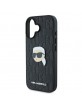 Karl Lagerfeld iPhone 16 Hülle Case Karl Kopf Metall Pin Schwarz