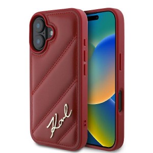 Karl Lagerfeld iPhone 16 Hülle Case Quilted Signature Rot