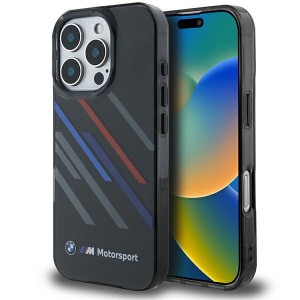 BMW iPhone 16 Pro Hülle Case Motosport Random Stripes Schwarz