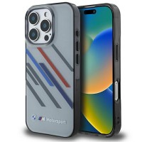 BMW iPhone 16 Pro Max Case Motosport Random Stripes Grey