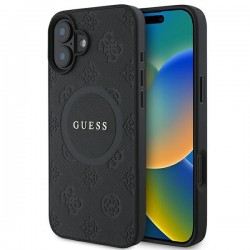 Guess iPhone 16 Case MagSafe Peony 4G Saffiano Black