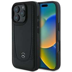 Mercedes iPhone 16 Pro Hülle Case Cover Echtleder Urban Schwarz