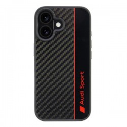 Audi iPhone 16 Hülle Case Cover R8 Carbon Fiber Stripe Schwarz