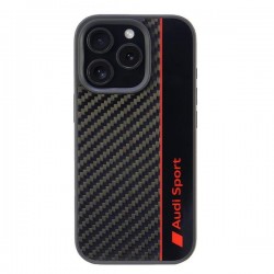 Audi iPhone 16 Pro Case Cover R8 Carbon Fiber Stripe Black