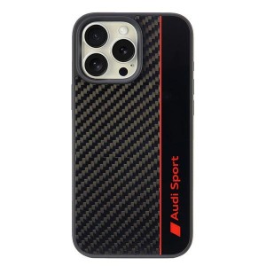 Audi iPhone 16 Pro Max Hülle Case Cover R8 Carbon Fiber Stripe Schwarz