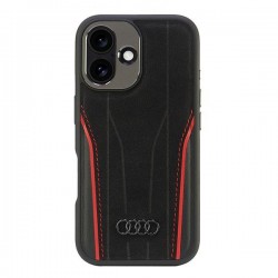 Audi iPhone 16 Hülle Case Cover Echtleder MagSafe R8 Schwarz