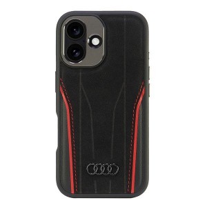 Audi iPhone 16 Case Cover Genuine Leather MagSafe R8 Black