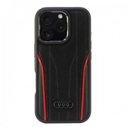 Audi iPhone 16 Pro Case Cover Genuine Leather MagSafe R8 Black