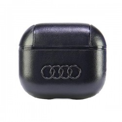 Audi AirPods 3 Case Cover Genuine Leather Big Logo Black