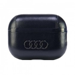 Audi AirPods Pro 2 Case Cover Genuine Leather Big Logo Black