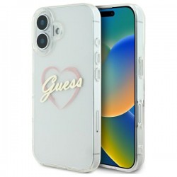 Guess iPhone 16 Plus Hülle Case IML Heart Transparent