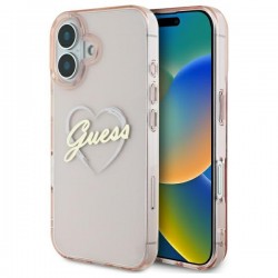 Guess iPhone 16 Case IML Heart Pink