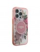 Guess iPhone 16 Pro Hülle Case Flower Circle MagSafe Rosa Pink