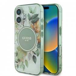 Guess iPhone 16 Plus Case Flower Circle MagSafe Green