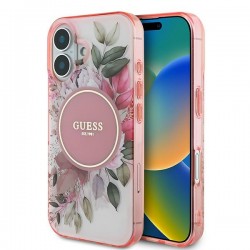 Guess iPhone 16 Plus Hülle Case Flower Circle MagSafe Rosa Pink