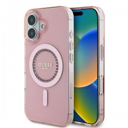 Guess iPhone 16 Plus Case MagSafe Rhinestones Stras Pink