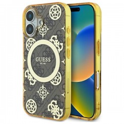 Guess iPhone 16 Hülle Case Peony On 4G MagSafe Braun