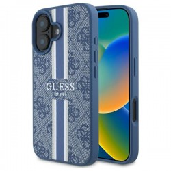 Guess iPhone 16 Case MagSafe 4G Printed Stripes Blue