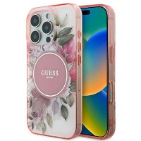 Guess iPhone 16 Pro Max Case Flower Circle MagSafe Pink