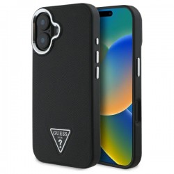 Guess iPhone 16 Case MagSafe Grained Triangle Black