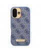 Guess iPhone 16 Hülle Case 4G Logo Plate MagSafe Blau