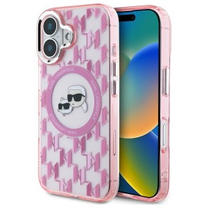 Karl Lagerfeld iPhone 16 Hülle Case MagSafe Head Rosa Pink